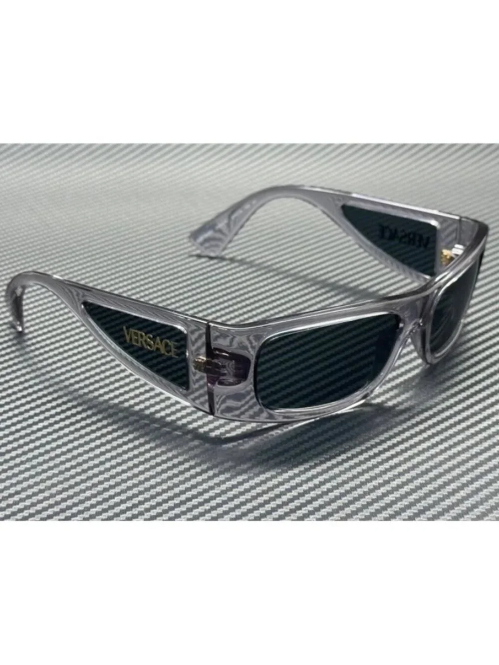 New Versace Men Transparent Grey Sunglasses 57-16-135